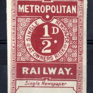 #0662 GB Railway  Metropolitan Railway ½d newspaper stamp