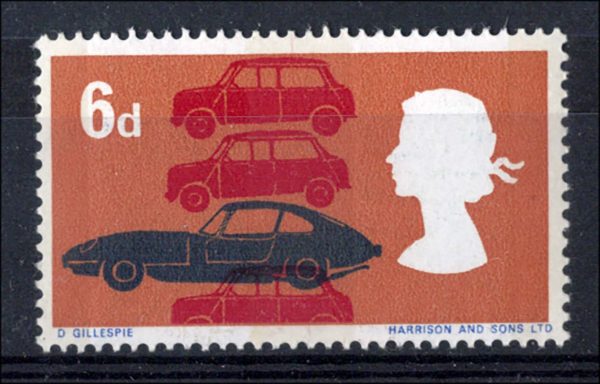 GB 1966 Technology 6d phosphor um, phosphor also printed on the gum side, unlisted