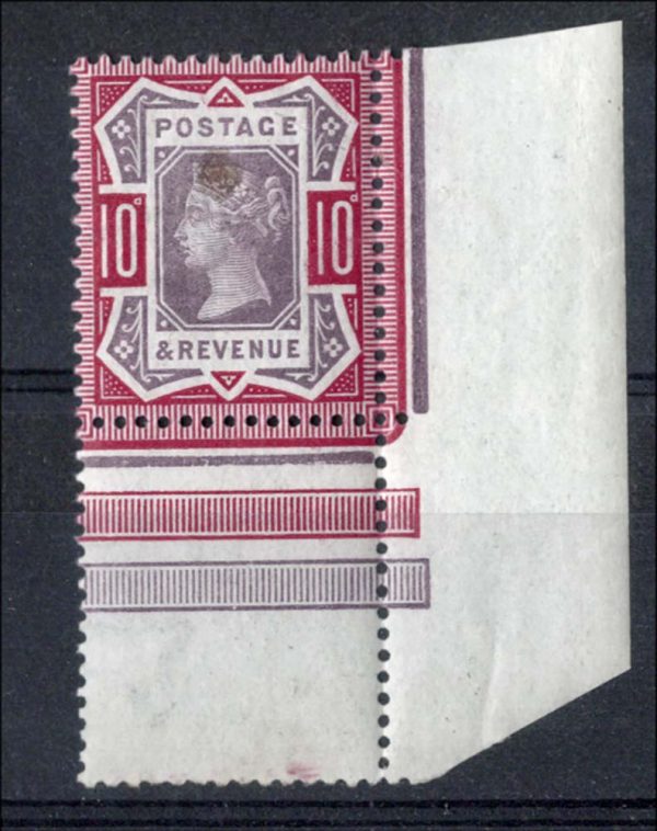 GB 1887 10d sg210 fine um corner example with large impurity in the paper appear