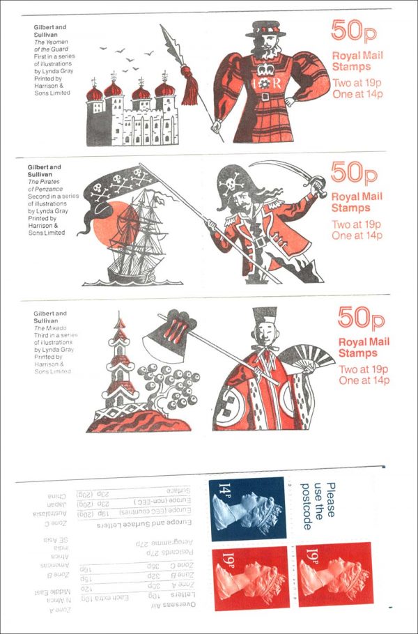 GB Booklets - Folded (good perfs)  FB51-53 50p Gilbert & Sullivan set of 3
