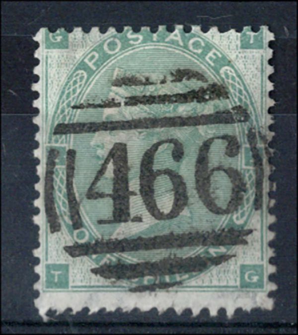 GB 1862 1s green sg90 fu, crisp 466 numeral c£300