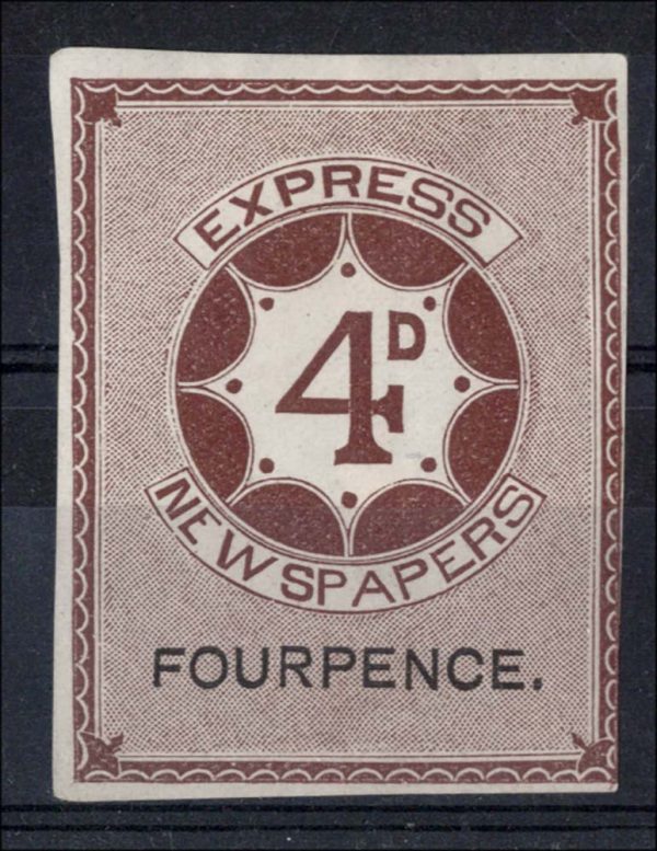 GB Railway  Great Eastern Railway IMPERF 4d Express Newspaper stamp f mint