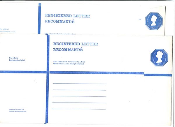 GB 1975 42p K-size reg envelope fine unused, ditto 69p