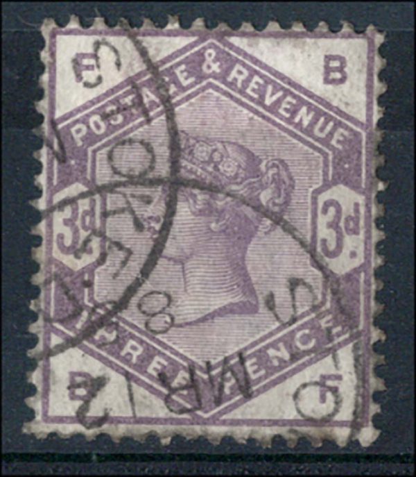 GB 1883 3d lilac sg191 vfu crisp cds deep shade c£100