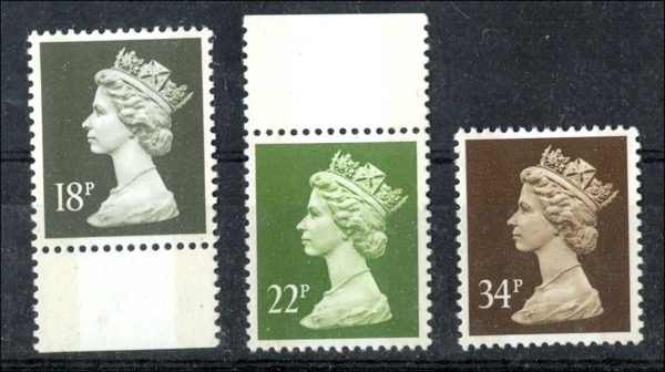 GB 1988 Machin Litho 2 band 18p, 22p, 34p um sgX1015, etc