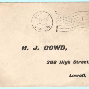 USA 1899 1c Washington on local cover LOWELL, Mass #1 flag cancel
