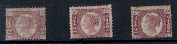 GB 1870 ½d plates 10, 11, 14 fresh mint, small faults c£370