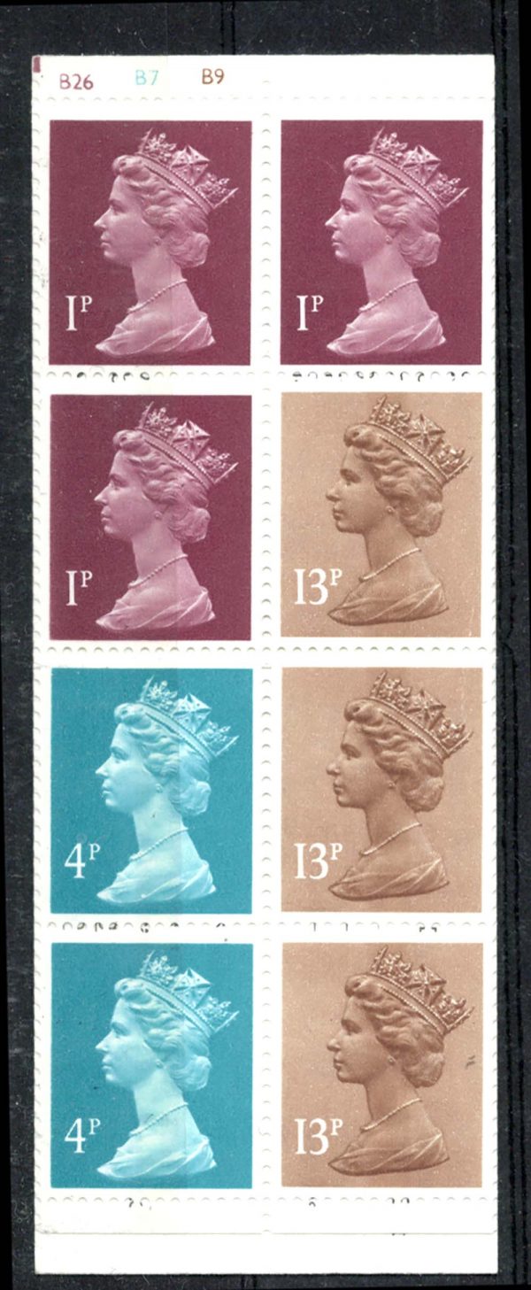 GB Booklets - Folded (good perfs)  FB28 50p Orchids #2 cyl B26 B7(weak) B9