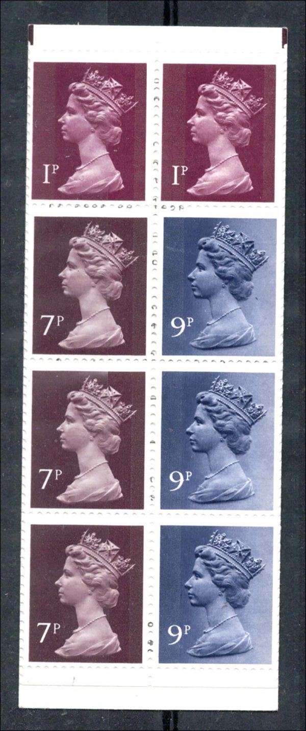 GB Booklets - Folded (good perfs)  FB02 50p plain cover with 7p right band variety