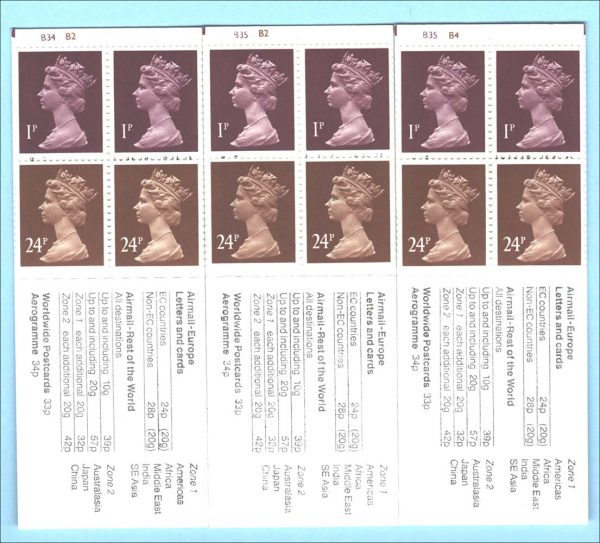 GB Booklets - Folded (good perfs)  FB60 50p Archaeology #2 cyl B34 B2, B35 B2, B