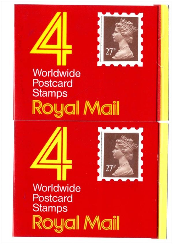 GB Booklets - Window  GF1 4x 27p Machin code S, ditto code T