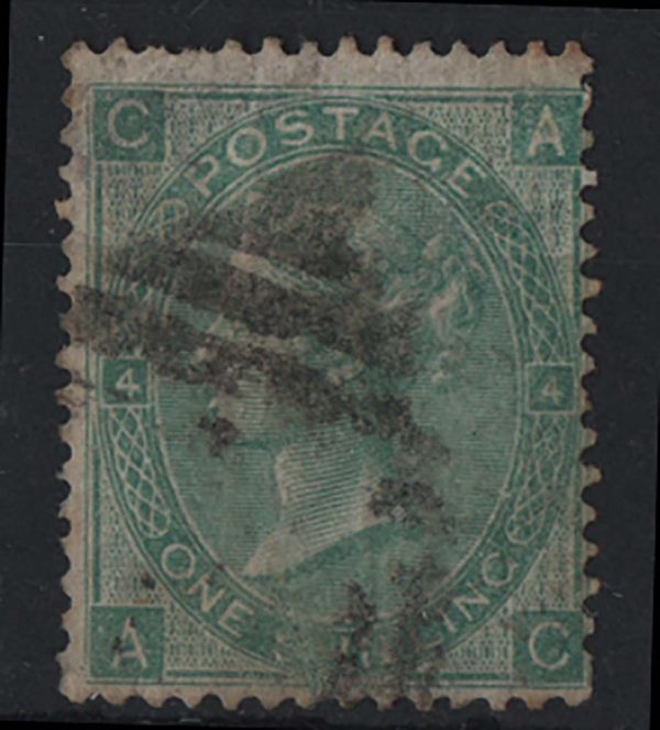 GB 1865 1s green wmk emblems sg101 gu c£275