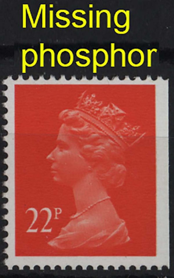 GB 1990 Machin 22p orange SE at right missing phosphor um c£22