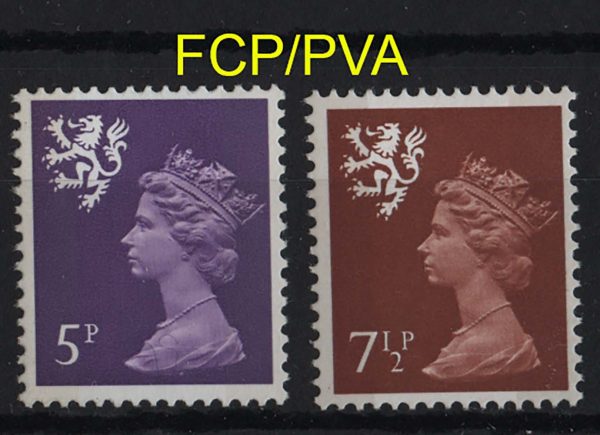 GB 1971 Regional Scotland FCP/PVA 7½p um, ditto 5p