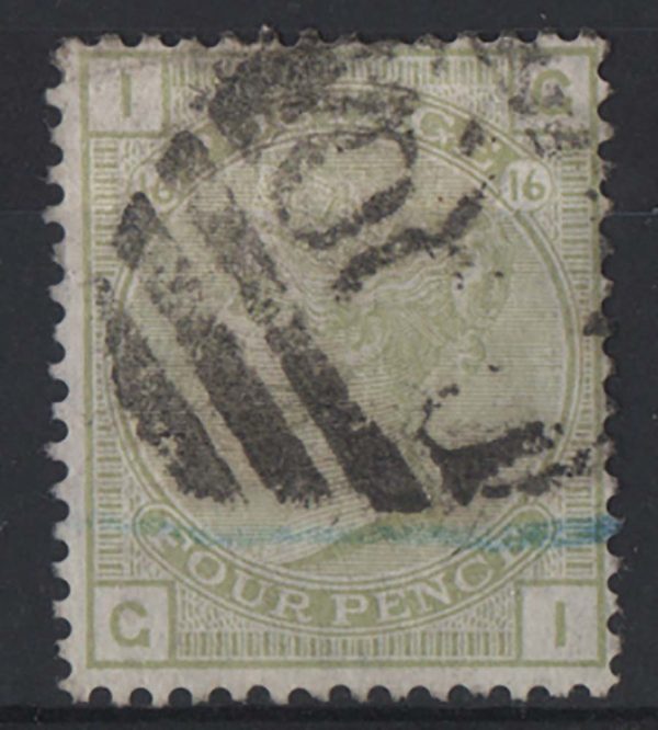 GB 1876 4d sage-green plate 16 sg153 vgu c£300