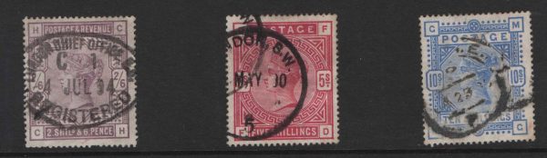 GB 1883 2/6d - 10s vgu sg179, 180, 183