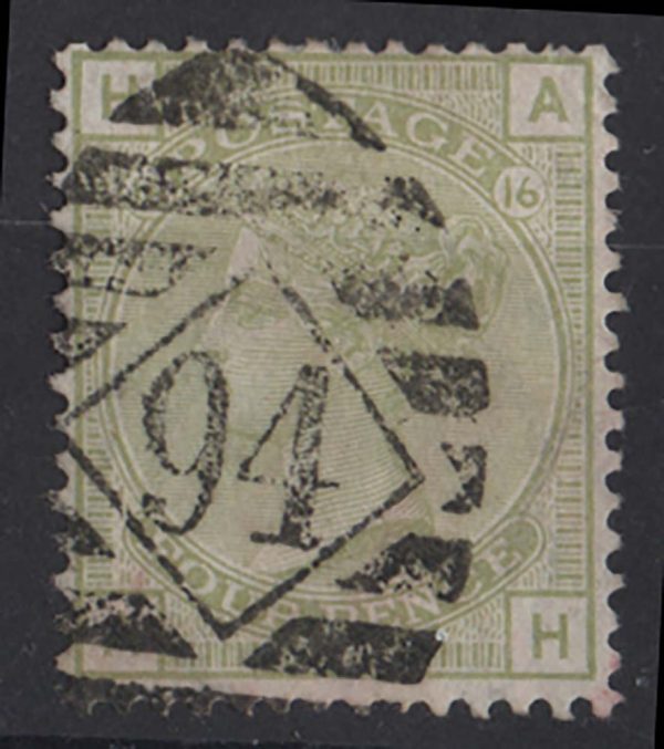 GB 1876 4d sage-green plate 16 sg153 fu c£300