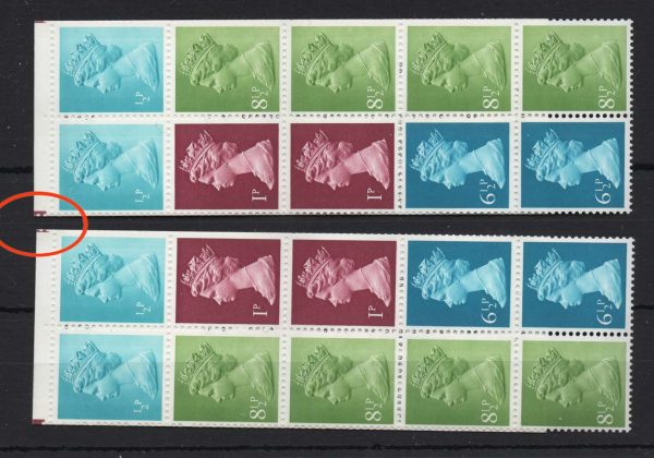 GB Booklets - Folded (good perfs)  FB01A/B 50p pair of books with extension perf