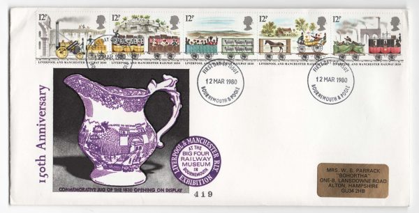 GB 1980 Railway FDC, Big Four Railway Museum Cover - Bournemouth FDI c£35, includes the set of 6 postcards
