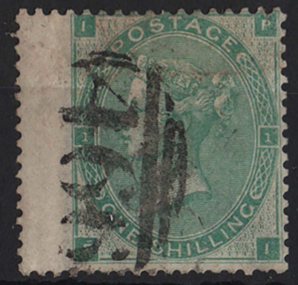 GB 1862 1s green fu wing marginal sg90 c£300