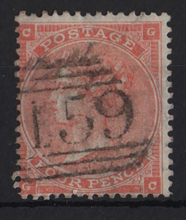 GB 1862 4d pale red sg80 fu c£140