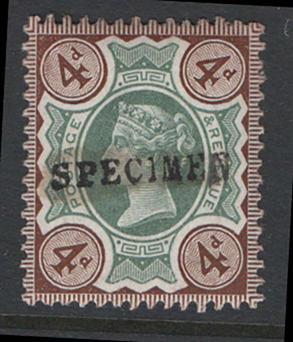 GB 1887 4d green & brown sg205 ovpt Specimen type 9 f mint