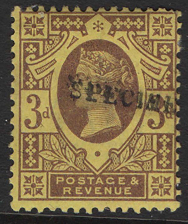 GB 1887 3d sg202 ovpt Specimen type 9 f mint, natural gum wrinkle