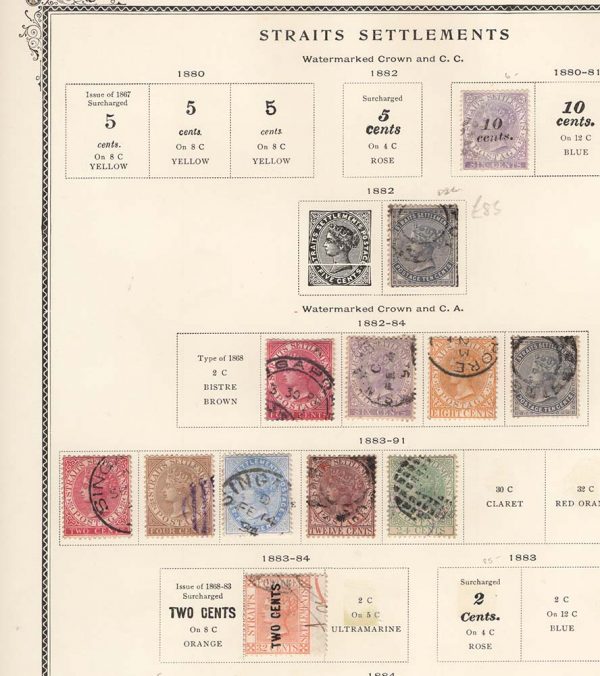 Malaya - Straits  1880-84 fu range incl 10c slate CC c£160, also TWO CENTS on 32