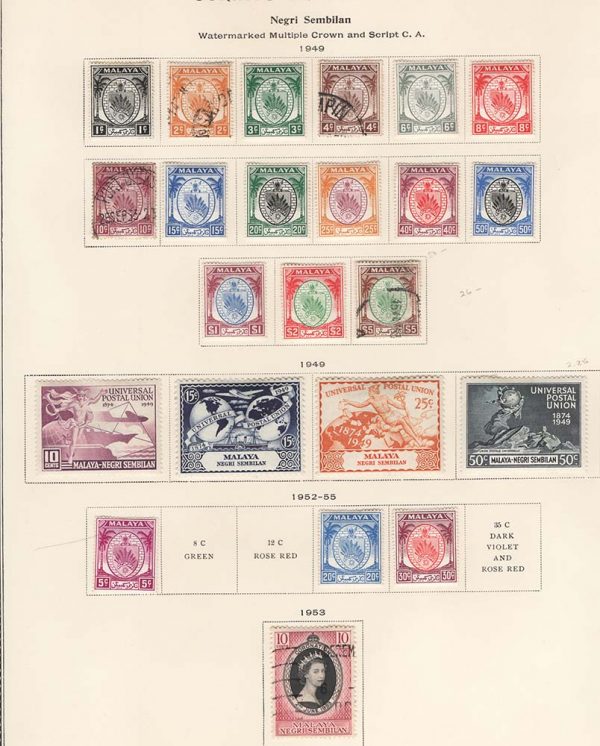 Malaya - Negri 1949 1c - $5 incl $2 f mint $5 fu, just these c£180