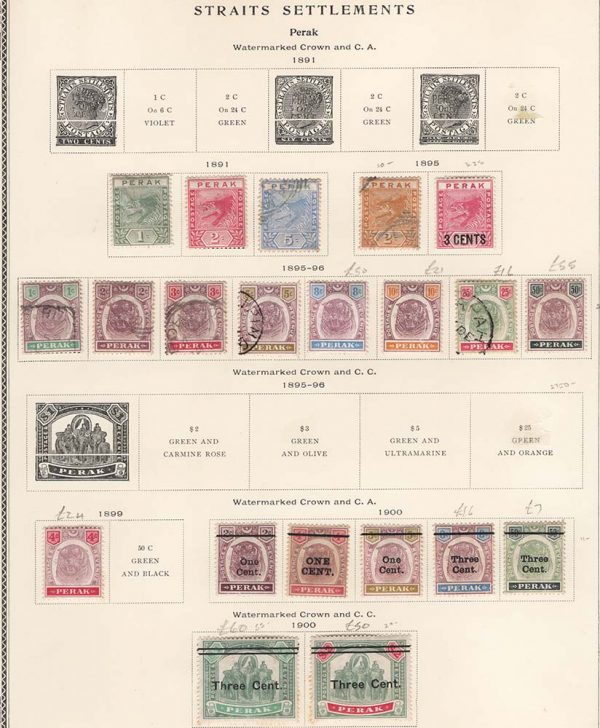 Malaya - Perak  1891-1900 m&u range c£300+