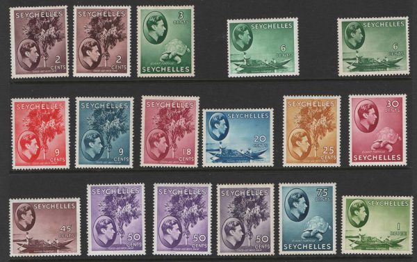 Seychelles 1938 Chalky paper range fresh m/mint incl 1r yellow-green sg135-146