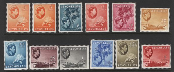 Seychelles 1938 Ordinary paper range fresh m/mint incl 2r25, 5r sg136ab-149a