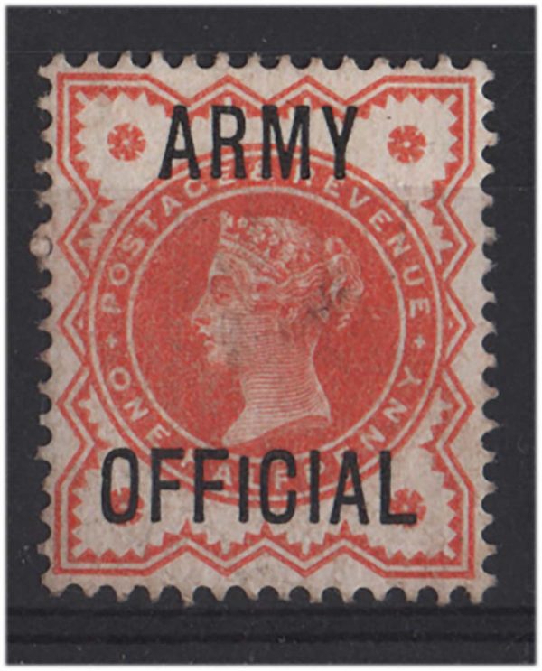 GB Officials 1887 ½d orange Army Official sgO41var, short first I variety f mint