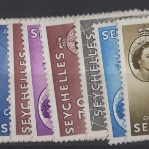 Seychelles 1954 2c - 10r set ex 5c, sg174-68 f mint c£90