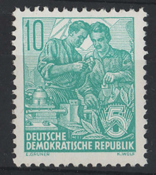 Germany - East 1953 Marx 10pf blue-green sgE57, fresh m/mint