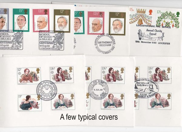 GB 1980 12x FDC with different special cancels fine unaddressed