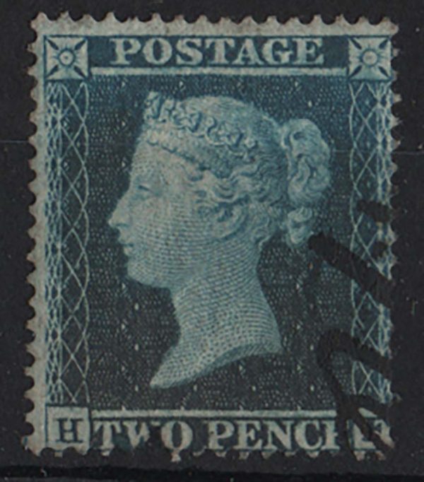 GB 1854 2d blue plate 5 small crown p16 sg20a fu c£350