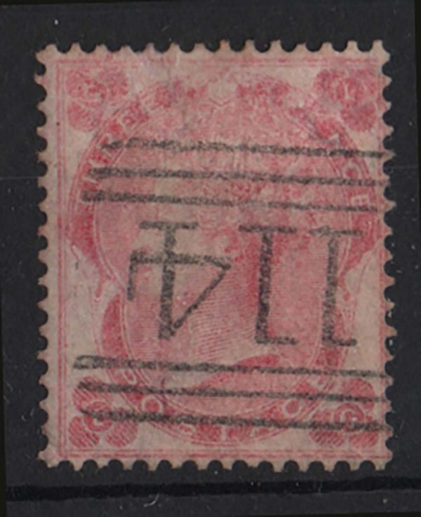 GB 1862 3d pale carmine-rose sg77 vfu but dry print