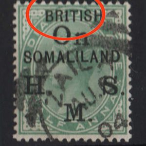 Somaliland 1903 Officials India OHMS ½a green ovpt British Somaliland variety
