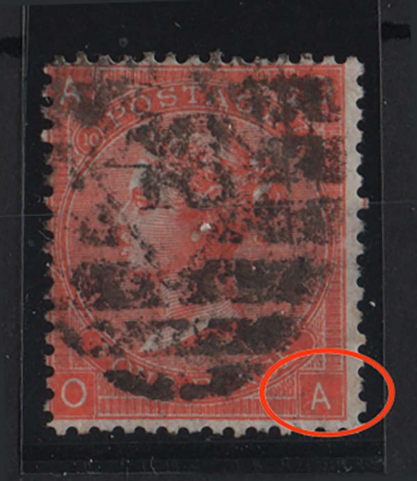 GB 1865 4d vermilion plate 10 sg94 lettered OA used, VARIETY