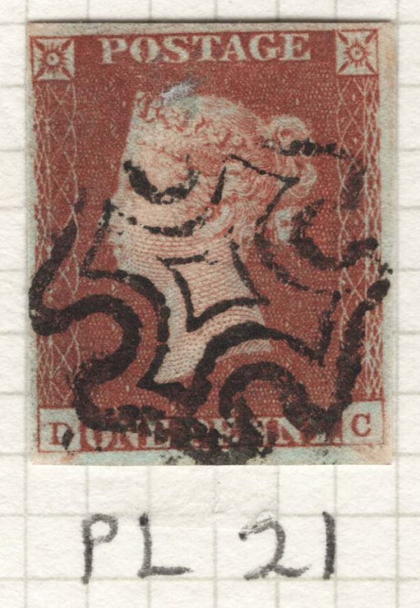GB 1841 1d red plate 21 DC fu 4 good margins c£60