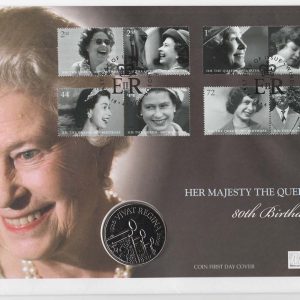 GB 2006 Queen's 80th Birthday set coin cover incl £5 coin Mercury cover - fine