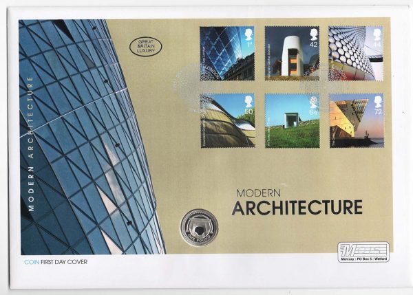 GB 2006 Modern Architecture set coin cover incl £1 coin Mercury cover - fine