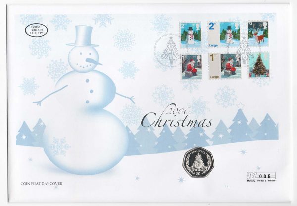 GB 2006 Christmas set coin cover incl BU Sterling silver 50p Gibraltar coin Merc