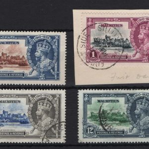 Mauritius 1935 Silver Jubilee set vfu, 1s on piece with 1st day cds