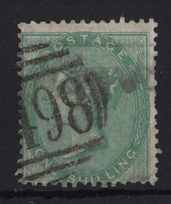 GB 1856 1s green sg72 vgu, short perf c£350
