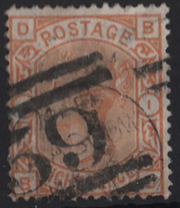 GB 1876 8d orange odd nibbled perf otherwise fu sg156 good colour c£350