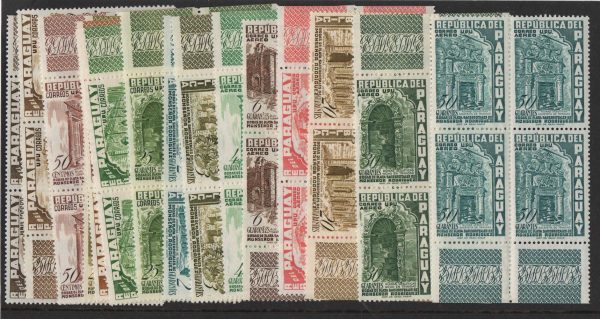 Paraguay 1955 Silver Jubilee set of 15 sg758-72 fine unmounted mint blocks of 4