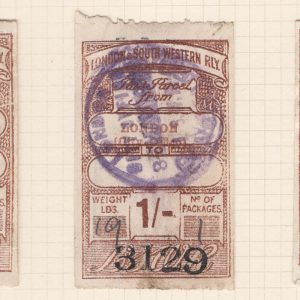 GB Railway  London & South Western Railway : 1d, 1s, 1/6d Paid Parcel stamps fu