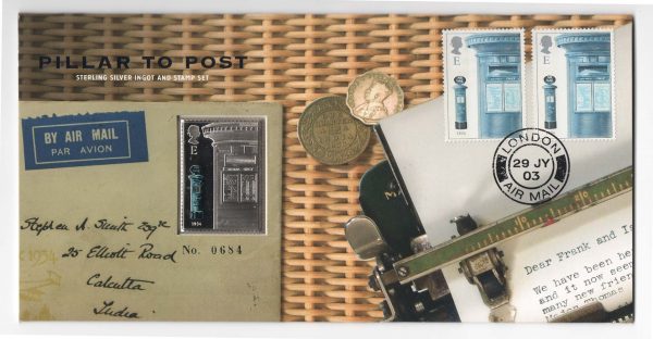 GB 2003 Post-boxes Sterling silver ingot cover, ingot design matching pair of pi